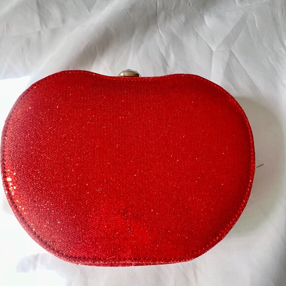 Red Sequins Apple Design Women's Gold Shoulder Clutch Bag Snow White Costume - Picture 4 of 14